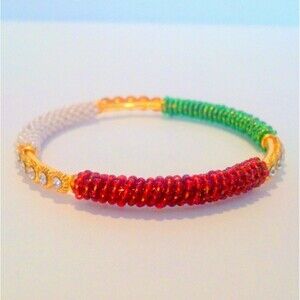 Gold Tone Bollywood Inspired Seed Bead Rhinestone Bangle